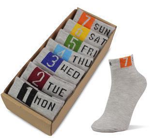 星期男襪子7日襪 短筒襪 潮 高品質(zhì)純棉全棉 義烏廠家批