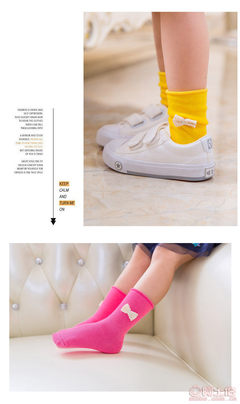 Q1668童趣娃品春季新款女寶純色卷邊蝴蝶結兒童襪子 精致童裝，批發首選